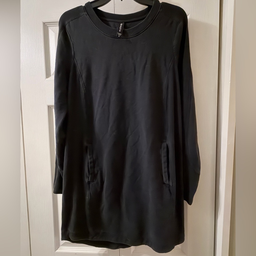 Athleta Black Sweatshirt Dress with Pockets. Size M